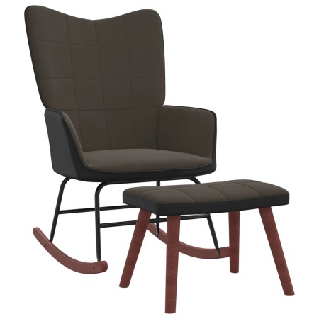 Schaukelstuhl mit Fußstütze aus Samt und dunkelgrauem PVC von , Schaukelstühle - Ref: Foro24-327887, Preis: 123,58 €, Rabatt: %