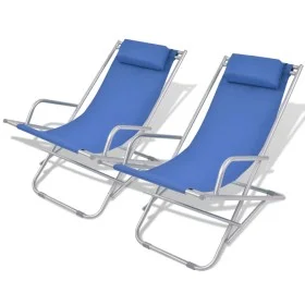 Liegestühle 2 Einheiten aus blauem Stahl von vidaXL, Liegen - Ref: Foro24-42935, Preis: 142,20 €, Rabatt: %
