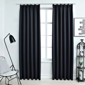 Cortinas opacas con ganchos 2 unidades gris antracita 140x175cm