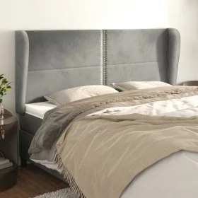 Kopfteil mit hellgrauen Samtohren 183x23x118/128 cm von , Kopf- und Fußteile - Ref: Foro24-3117876, Preis: 105,60 €, Rabatt: %