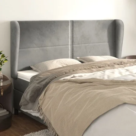Headboard with light gray velvet ears 183x23x118/128 cm by , Headboards and footboards - Ref: Foro24-3117876, Price: 105,60 €...