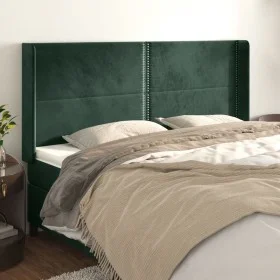 Headboard with dark green velvet ears 183x16x118/128cm by , Headboards and footboards - Ref: Foro24-3119503, Price: 124,40 €,...