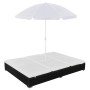 Schwarze Sonnenliege aus synthetischem Rattan mit Sonnenschirm von vidaXL, Betten im Freien - Ref: Foro24-42950, Preis: 331,7...