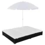 Tumbona cama con sombrilla ratán sintético negra de vidaXL, Camas para exteriores - Ref: Foro24-42950, Precio: 258,04 €, Desc...