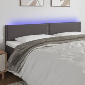 Headboard with LED gray synthetic leather 180x5x78/88 cm by , Headboards and footboards - Ref: Foro24-3121578, Price: 60,67 €...