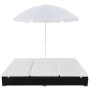 Schwarze Sonnenliege aus synthetischem Rattan mit Sonnenschirm von vidaXL, Betten im Freien - Ref: Foro24-42950, Preis: 331,7...