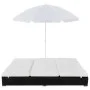 Tumbona cama con sombrilla ratán sintético negra de vidaXL, Camas para exteriores - Ref: Foro24-42950, Precio: 258,04 €, Desc...