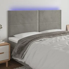 Headboard with LED lights light gray velvet 200x5x118/128 cm by , Headboards and footboards - Ref: Foro24-3122350, Price: 99,...