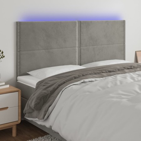 Headboard with LED lights light gray velvet 200x5x118/128 cm by , Headboards and footboards - Ref: Foro24-3122350, Price: 101...