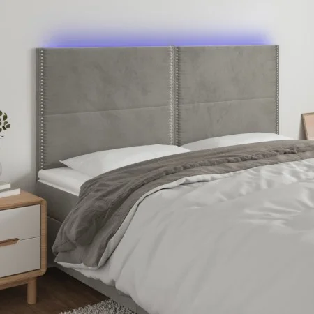 Headboard with LED lights light gray velvet 200x5x118/128 cm by , Headboards and footboards - Ref: Foro24-3122350, Price: 99,...