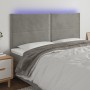 Kopfteil mit LED-Leuchten, hellgrauer Samt, 200 x 5 x 118/128 cm von , Kopf- und Fußteile - Ref: Foro24-3122350, Preis: 101,1...