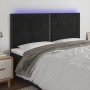 Kopfteil aus schwarzem Samt mit LED-Leuchten, 200 x 5 x 118/128 cm von , Kopf- und Fußteile - Ref: Foro24-3122352, Preis: 101...