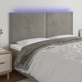 Hellgraues Samtkopfteil mit LED-Leuchten, 180 x 5 x 118/128 cm von , Kopf- und Fußteile - Ref: Foro24-3122344, Preis: 97,70 €...