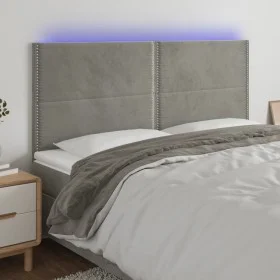 Hellgraues Samtkopfteil mit LED-Leuchten, 180 x 5 x 118/128 cm von , Kopf- und Fußteile - Ref: Foro24-3122344, Preis: 96,36 €...