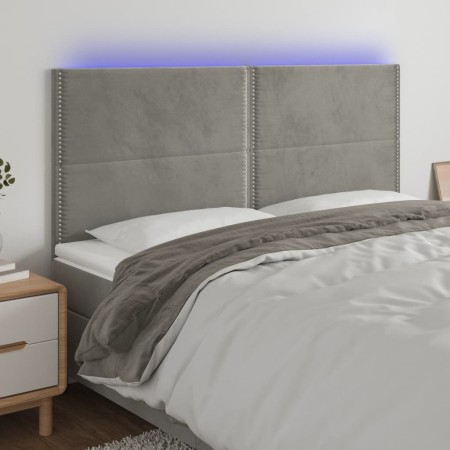 Hellgraues Samtkopfteil mit LED-Leuchten, 180 x 5 x 118/128 cm von , Kopf- und Fußteile - Ref: Foro24-3122344, Preis: 97,70 €...