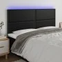 Cabecero con luces LED cuero sintético negro 180x5x118/128 cm de , Cabeceros y pies de cama - Ref: Foro24-3122386, Precio: 97...