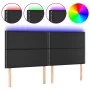 Headboard with LED lights black synthetic leather 180x5x118/128 cm by , Headboards and footboards - Ref: Foro24-3122386, Pric...