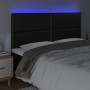 Cabecero con luces LED cuero sintético negro 180x5x118/128 cm de , Cabeceros y pies de cama - Ref: Foro24-3122386, Precio: 98...