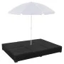 Tumbona cama con sombrilla ratán sintético negra de vidaXL, Camas para exteriores - Ref: Foro24-42950, Precio: 258,04 €, Desc...