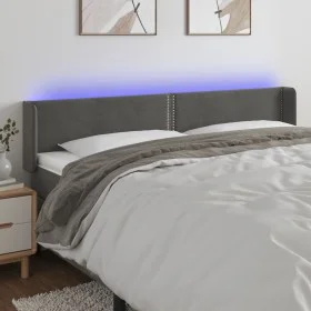 Dunkelgraues Samtkopfteil mit LED 183x16x78/88 cm von , Kopf- und Fußteile - Ref: Foro24-3123157, Preis: 66,08 €, Rabatt: %