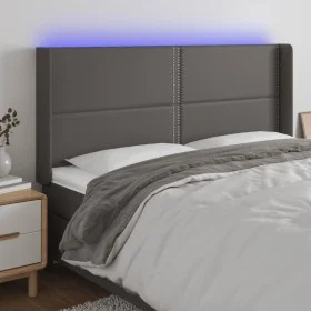 Kopfteil mit LED-grauem Kunstleder 183x16x118/128 cm von , Kopf- und Fußteile - Ref: Foro24-3124014, Preis: 118,19 €, Rabatt: %