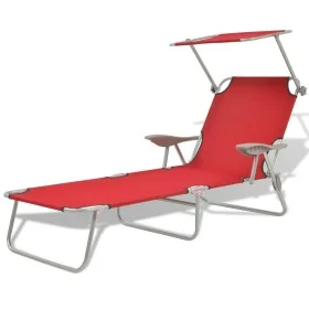 Sonnenliege mit roter Stahlmarkise von vidaXL, Liegen - Ref: Foro24-42933, Preis: 93,94 €, Rabatt: %