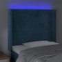 LED-Kopfteil aus dunkelblauem Samt, 93 x 16 x 118/128 cm von , Kopf- und Fußteile - Ref: Foro24-3123948, Preis: 70,25 €, Raba...