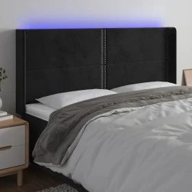 Black velvet headboard with LED 203x16x118/128 cm by , Headboards and footboards - Ref: Foro24-3123976, Price: 112,49 €, Disc...