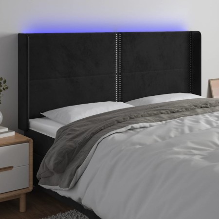 Kopfteil aus schwarzem Samt mit LED 203x16x118/128 cm von , Kopf- und Fußteile - Ref: Foro24-3123976, Preis: 112,30 €, Rabatt: %