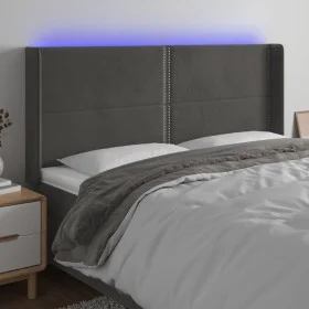 Dunkelgraues Samtkopfteil mit LED 183x16x118/128 cm von , Kopf- und Fußteile - Ref: Foro24-3123969, Preis: 107,63 €, Rabatt: %