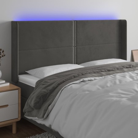 Dunkelgraues Samtkopfteil mit LED 183x16x118/128 cm von , Kopf- und Fußteile - Ref: Foro24-3123969, Preis: 108,83 €, Rabatt: %