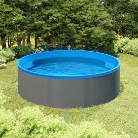 Piscina de chapoteo con skimmer colgante y bomba 350x90 cm gris