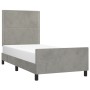 Light gray velvet bed frame with headboard 90x200 cm by , Beds and slatted bases - Ref: Foro24-3125672, Price: 130,18 €, Disc...