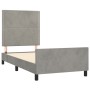 Light gray velvet bed frame with headboard 90x200 cm by , Beds and slatted bases - Ref: Foro24-3125672, Price: 130,18 €, Disc...