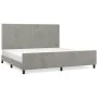 Light gray velvet bed frame with headboard 200x200cm by , Beds and slatted bases - Ref: Foro24-3125714, Price: 217,46 €, Disc...