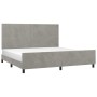 Light gray velvet bed frame with headboard 200x200cm by , Beds and slatted bases - Ref: Foro24-3125714, Price: 221,05 €, Disc...