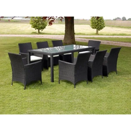 9-piece garden dining set and black synthetic rattan cushions by vidaXL, Garden sets - Ref: Foro24-43118, Price: 728,40 €, Di...