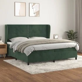 Box spring bed with dark green velvet mattress 200x200 cm by , Beds and slatted bases - Ref: Foro24-3129174, Price: 762,61 €,...