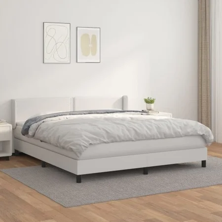 Box spring bed with white synthetic leather mattress 180x200 cm by , Beds and slatted bases - Ref: Foro24-3130734, Price: 547...