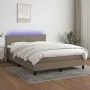 Box spring bed with LED mattress taupe gray fabric 140x190 cm by , Beds and slatted bases - Ref: Foro24-3132993, Price: 436,2...