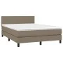 Box spring bed with LED mattress taupe gray fabric 140x190 cm by , Beds and slatted bases - Ref: Foro24-3132993, Price: 436,2...