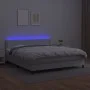 Box spring bed with mattress and LED white synthetic leather 160x200 cm by , Beds and slatted bases - Ref: Foro24-3134172, Pr...