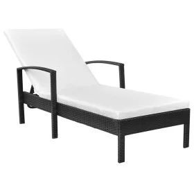 Sun lounger with black synthetic rattan cushion by vidaXL, Loungers - Ref: Foro24-42942, Price: 145,55 €, Discount: %