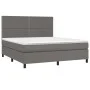 Box spring bed with mattress and LED gray synthetic leather 180x200 cm by , Beds and slatted bases - Ref: Foro24-3135901, Pri...
