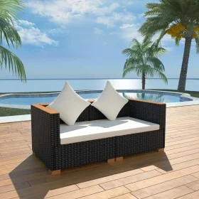 Schwarzes Gartensofa aus synthetischem Rattan von vidaXL, Gartensets - Ref: Foro24-42754, Preis: 261,15 €, Rabatt: %
