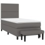 Box spring bed with gray synthetic leather mattress 80x200 cm by , Beds and slatted bases - Ref: Foro24-3137573, Price: 339,5...