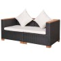 Black synthetic rattan garden sofa by vidaXL, Garden sets - Ref: Foro24-42754, Price: 264,43 €, Discount: %