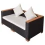 Black synthetic rattan garden sofa by vidaXL, Garden sets - Ref: Foro24-42754, Price: 261,15 €, Discount: %