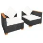 Black synthetic rattan garden sofa by vidaXL, Garden sets - Ref: Foro24-42754, Price: 261,15 €, Discount: %