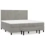 Cama box spring con colchón terciopelo gris claro 200x200 cm de , Camas y somieres - Ref: Foro24-3137803, Precio: 668,50 €, D...